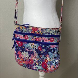Vera Bradley Impressionista Crossbody Shoulder Bag Floral Triple Zip Quilted‎